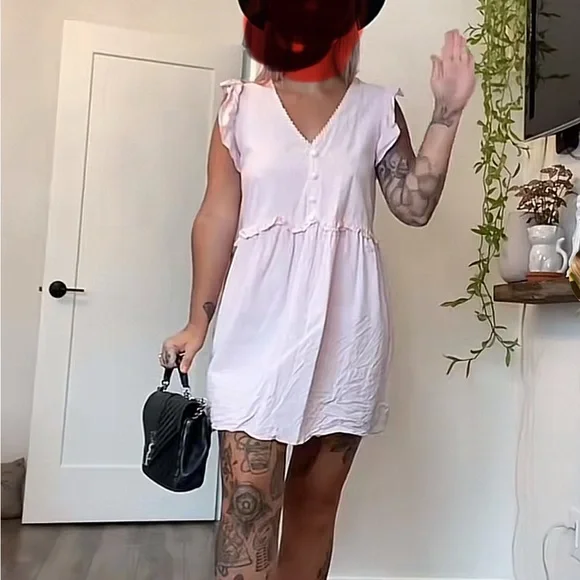 Pink Ruffle Cap Sleeve Dress - Picture 3 of 3